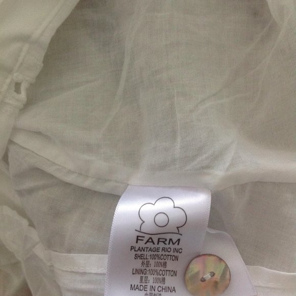 Farm Rio Harmonia Button Front Fringe Cami Dress Cottagecore Feminine WhiteParty - Picture 7 of 10